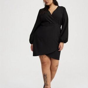 Torrid Black Long Sleeve Wrap Dress